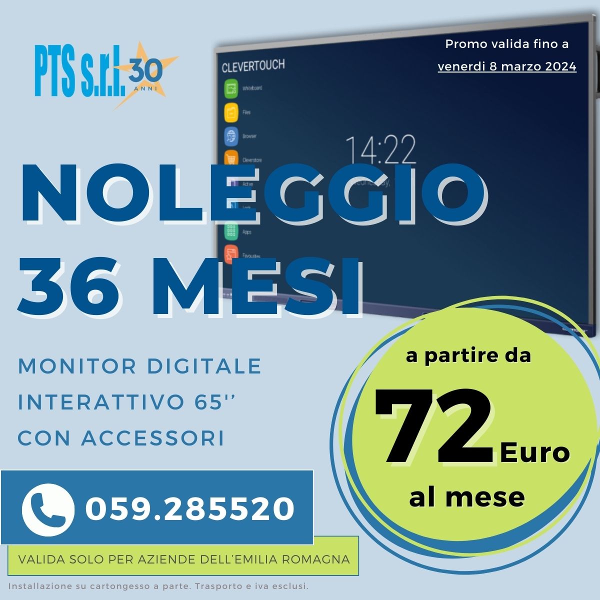 Noleggio 36 mesi monitor digitale interattivo in promozione